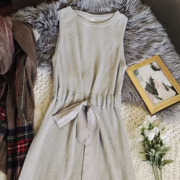 J. Crew Factory Dresses & Skirts - J. Crew Grey Satin Ribbon Wool Drawstring Dress